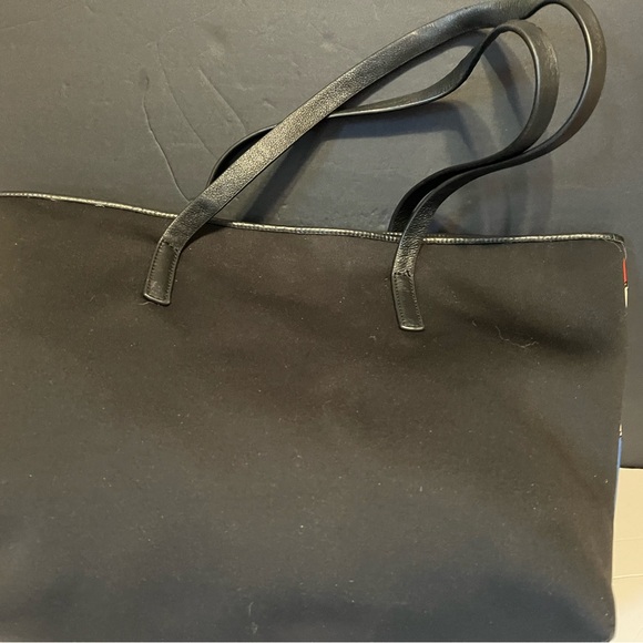 Cynthia Rowley Neoprene/Leather Tote Shoulder Bag Color Block Blue Black Red - Picture 2 of 11